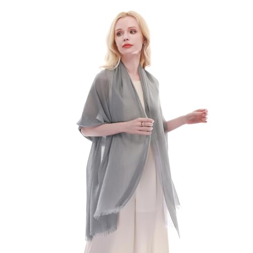 RIIQIICHY Scarf for Women Lightweight Solid Color Long Fashion Gauze Scarves Shawl Wrap - color: Light Grey