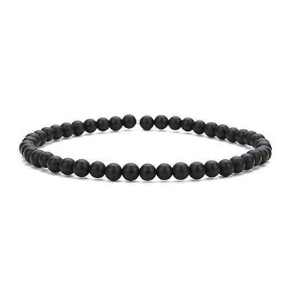 4MM Mini Gemstone Energy Bracelets Tiny Bracelet Natural Stone Statement Bracelet Charm Beaded Couples Bracelets - color: 3 colors set B