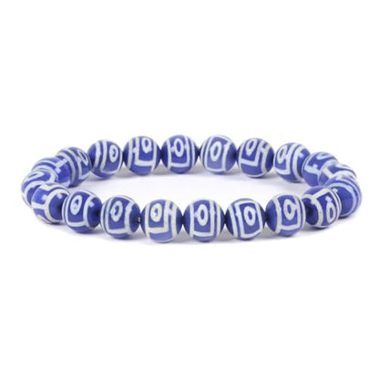 Justinstones Gemstone Crystals Chakra Beads Bracelet Crystal Healing 10mm Round Stretchable Bracelet for Her Gift - color: Blue Tibetan Agate Style Evil 2 Eye