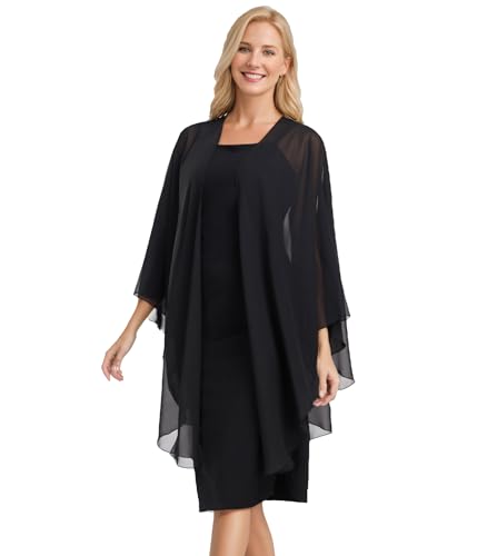 TONGFANTFL Shawls Wraps for Evening Wedding Party Chiffon Scarf Soft Bridal Wraps Wedding Guest Shawl Coverage - color: Black