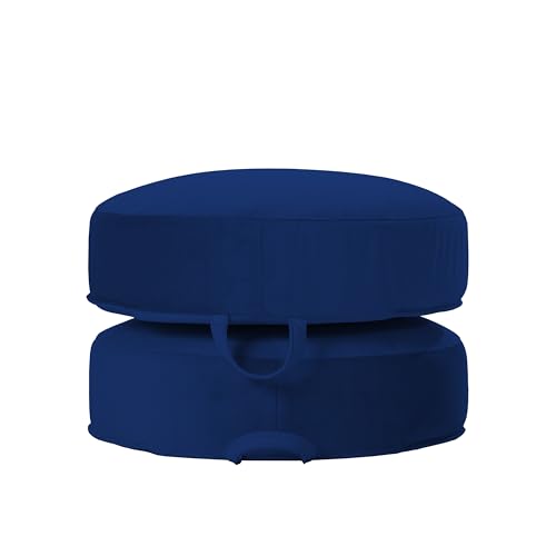 FDP Overstuffed 16 inch Round Velvety and Vinyl Floor Cushions with Handles Flexible Seating for Home, Lounge, Yoga Studio, Deluxe Foam (2-Piece) - Eclipse - color: Eclipse