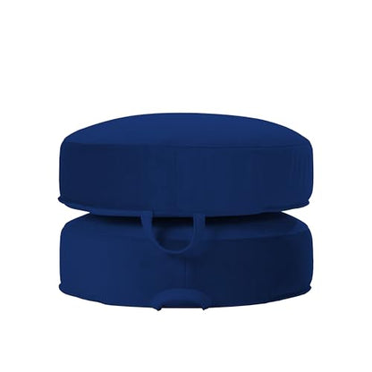 FDP Overstuffed 16 inch Round Velvety and Vinyl Floor Cushions with Handles Flexible Seating for Home, Lounge, Yoga Studio, Deluxe Foam (2-Piece) - Eclipse - color: Eclipse