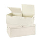 2 Pack Large Storage Boxes with Lids and Handles, Collapsible Linen Storage Bins Organizer Containers Baskets Cube with Removable Divider for Home Bedroom Closet Office (Cream, Small)