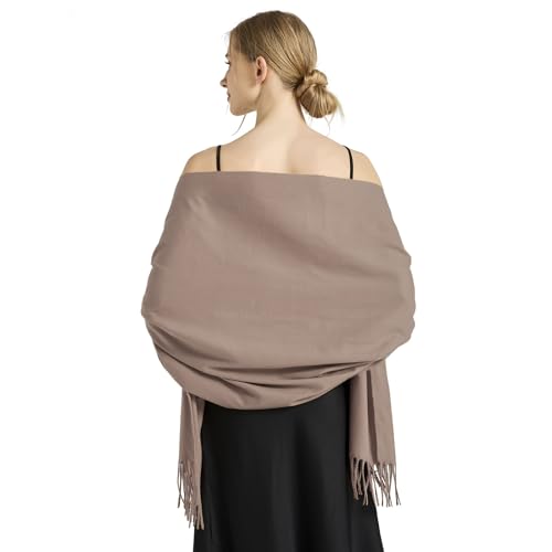 Ciormis Pashmina Scarf for Women, Soft Pashminas Shawls and Wraps for Evening Dresses, Wedding Bride Bridesmaid Shawls Scarf - color: Light Camel