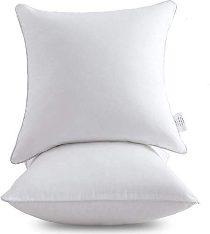 Oubonun 24x24 Square Pillow Inserts (Set of 2) - 100% Cotton Cover - Decorative Interior Sofa Pillow Pair - White - style: 24x24 Inch (Pack of 2)