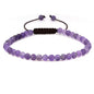 Keleny Natural Gemtones 4mm Round Beads Crystal Adjustable Braided Macrame Tassels Bracelets Unisex - color: A Grade Matt Amethyst