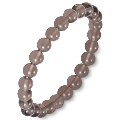 Agate Round Beaded Bracelet for Women Men Natural Agates Stone Healing Bracelets Stretch Elastic Handmade Polished Gemstone Beads Bracelet - color: Grey Obsidian, size: 8mm Beads