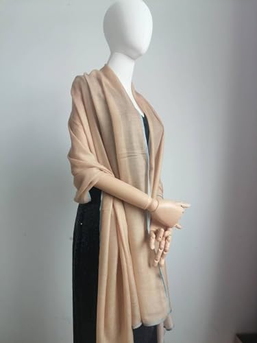 Luxury Cashmere Pashmina Style Shawl - Silk & Wool Blend Scarf, Lightweight Skin-Friendly Wrap - color: Camel