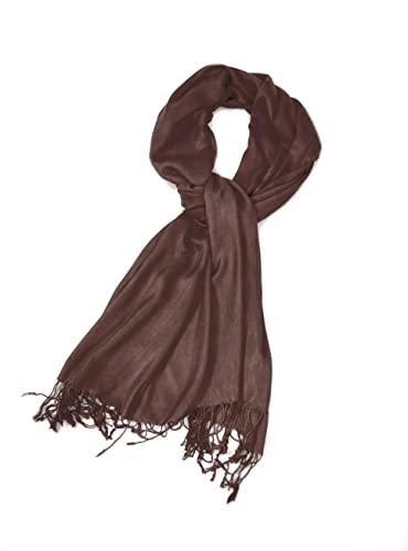 Sakkas Large Soft Silky Pashmina Shawl Wrap Scarf in Solid Colors - color: Chocolate