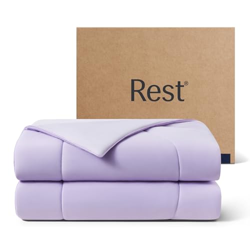 REST® Evercool® Cooling Comforter, Twin/Twin XL, Blanket for Hot Sleepers, All Season Bedding to Keep Cool for Night Sweats, Breathable Lightweight Blanket, 68"x90" Inches, Lavender Breeze - color: Lavender Breeze, size: Twin / Twin XL (68"x90")