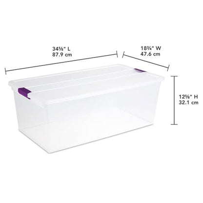 Sterilite 12-Pack 110 Quart ClearView Latch Box, Stackable Organizer Bins with Latching Lids - Clear Plastic Organization Containers for Closet, Bedroom, Shelving Units and Everyday Home Storage - size: 12 Pack, style: 110 Quart