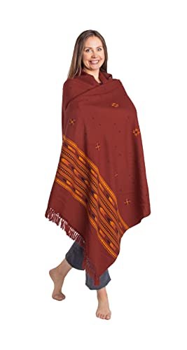 Meditation Shawl or Blanket, Exotic Shawl/Wrap, Oversize Scarf or Stole. Unisex - color: Red