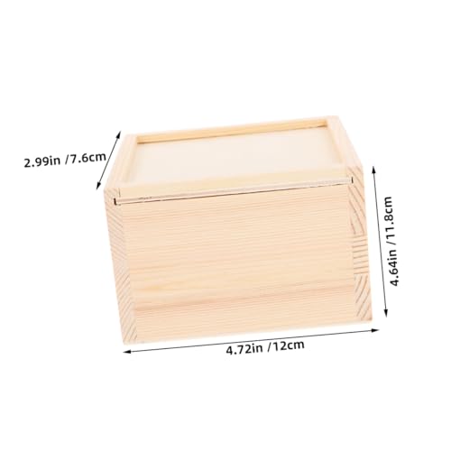 Zerodeko 2pcs Unfinished Wooden Storage Box with Slide Lid Small Beige Jewelry Organizer for Diy Crafts Present Packaging Weddings and Special Occasions