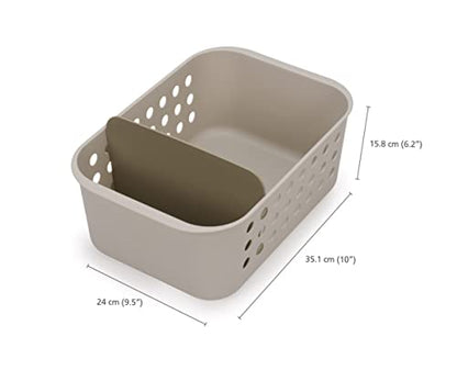 Joseph Joseph EasyStore - Bathroom essentials Storage Basket Organiser with Moveable Divider, Ecru, Large - size: Large (Pack of 1)