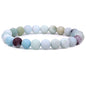 Keleny Gem Semi Precious Gemstones 8mm Natural Stone Round Beads Crystal Stretch Bracelets 7 Inch Unisex - color: 8mm Matte Multicolor Amazonite