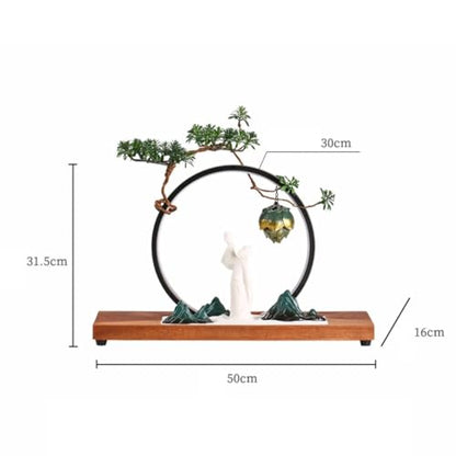 Faux Tree Chinese Zen Backflow Incense Burner Office Decoration Sand Table Rockery Creative Home Living Room Entrance Decoration Faux Plants Indoor