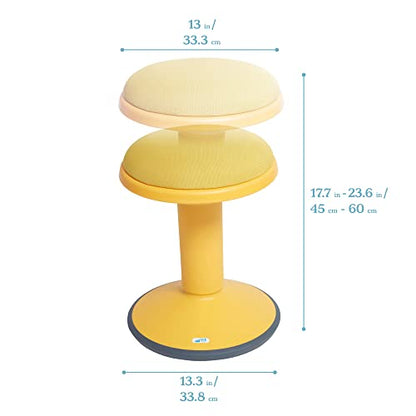ECR4Kids Sitwell Wobble Stool with Cushion, Adjustable Height, Active Seating, Yellow - color: Yellow