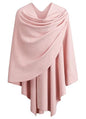 PULI Womens Large Cross Front Poncho Sweater Wrap Topper Knitted Elegant Shawls Cape for Fall Winter - color: 1-pink