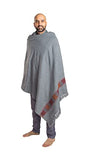 Meditation Shawl or Blanket, Vegan Wool Wrap, Oversize Scarf, Indian Blanket. Unisex - color: Grey