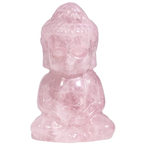 Rockcloud Pocket Stone Baby Buddha Crystal Statue for Home Decoration Zen Garden Spiritual Feng Shui Figurine, Rose Quartz - color: Pink