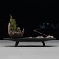 Moonlit Mountains Décor Set – Zisha Crescent Planter, Dehua Mountain Incense Holder, Paulownia Wood Tray, Citrine & Fern – Meditation, Feng Shui, Mindfulness Gift for Home & Office - style: Moonlit Mountains