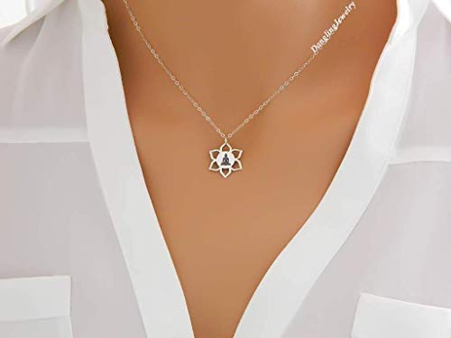 Yoga Necklace, Meditation Necklace, Mindfulness, Yoga Necklace, Zen Jewelry, Sterling Silver Lotus Buddha necklace, Buddhist, Mother Day Gift