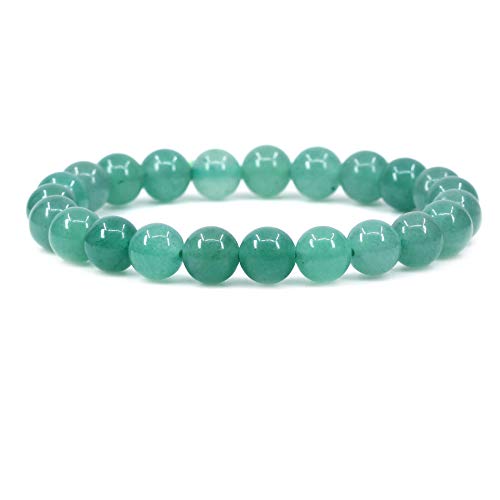 Keleny Gem Semi Precious Gemstones 8mm Round Beads Crystal Stretch Bracelets 7 Inch Unisex - color: Green Aventurine