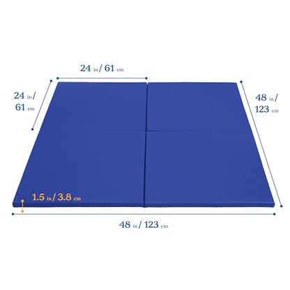 ECR4Kids SoftZone Play Patch Activity Mat Squares, Modular Playmat, Blue, 4-Pack - color: Blue