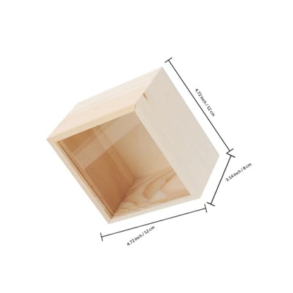 SEWACC 3pcs Sliding Lid Wood Storage Box 12x12x8cm Small Organizer Case for Sundries and Jewelry