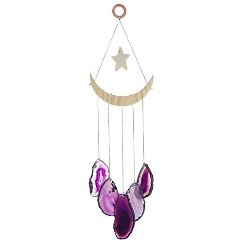 rockcloud Agate Slices Geode Wind Chime Home Garden Decoration Figurine - color: Deep Purple