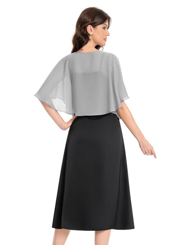 Baoqiya Capelets for women Chiffon Cape Soft Shawls and Wraps Wedding Capes 1920s flapper Cover Up - color: Gray