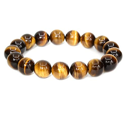 Keleny Semi Precious Stones Natural Gemstones 12mm Round Beads Crystal Stretch Bracelets 7 Inch Unisex - color: AA Grade Golden Tigers Eye
