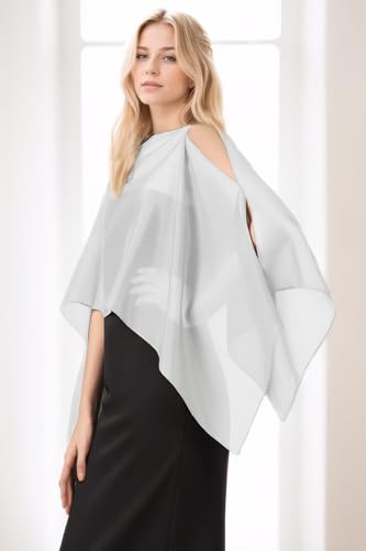 Coucoland Shawl Wraps for Women Sheer Chiffon Shawl Elegant Soft Wraps for Evening Dress Wedding Party - color: Grey