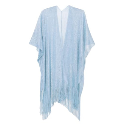Sparkle Metallic Evening Shawls for Women formal Party Dresses Beach Travel Cardigan Shawl Wrap for Swimsuit - color: J-light Blue