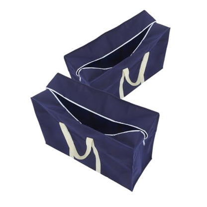 2Pcs Large Capacity Storage Bag with Handles Multi-use Non-woven Fabric Luggage and Travel Bags for Clothing Quilts and Daily Essentials Navy Blue