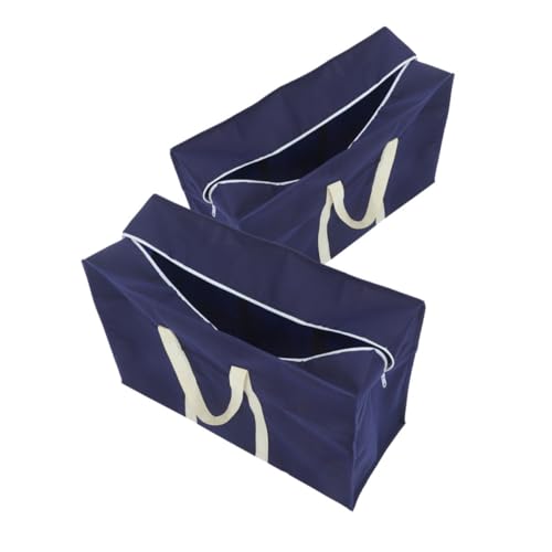 2Pcs Large Capacity Storage Bag with Handles Multi-use Non-woven Fabric Luggage and Travel Bags for Clothing Quilts and Daily Essentials Navy Blue