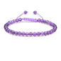 Keleny Natural Gemtones 4mm Round Beads Crystal Adjustable Braided Macrame Tassels Bracelets Unisex - color: Purple Lavender Amethyst