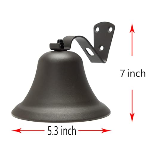Black Hanging Dinner Bell with Outdoor Mount, Indoor Use, Nautical/Door/Church Design, Rope Included - color: Black