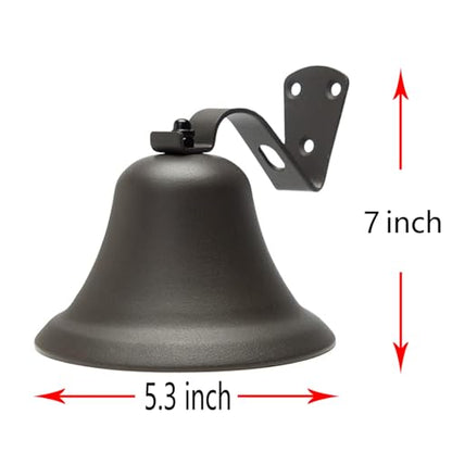 Black Hanging Dinner Bell with Outdoor Mount, Indoor Use, Nautical/Door/Church Design, Rope Included - color: Black
