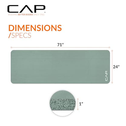 CAP Barbell 1-Inch High Density Exercise Yoga Mat with Strap | Multiple Colors - color: Green