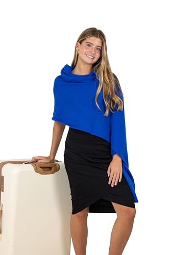 Velanio Cashmere Luxury Knitted Wrap Travel Shawl Scarf, Pashmina Stole, All-Season Scarf for Women Cashmere Wool Blend - color: Cyanine-royal Blue