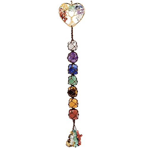 Anjiucc Handmade Crystal Chakra Swing Pendant Mirror Hanging car Accessories Tree of Life Stone Tree feng Shui Home Decoration Window - color: A-style 4