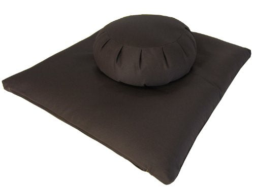 Buckwheat Zafu and Zabuton Meditation Cushion Set (2pc) - color: Brown