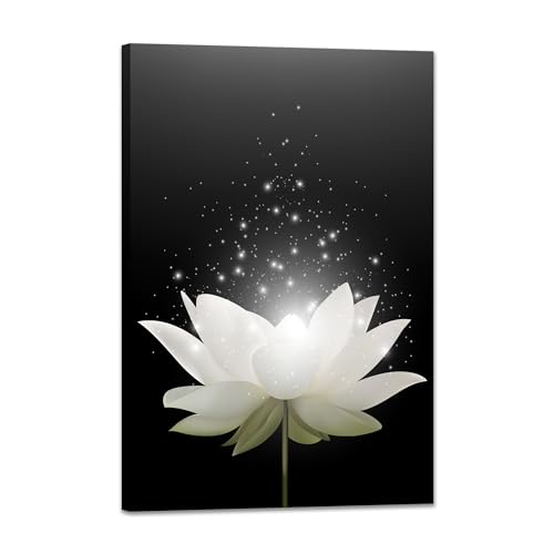 Canvas Prints Wall Art Lotus Floral Blossom Pictures for Modern Wall Decor Artwork Spirtual Meditation Prints on Canvas Wall Decor for Yoga Room Framed (12x16inch) - color: Lotus 02, size: 12"L x 16"W