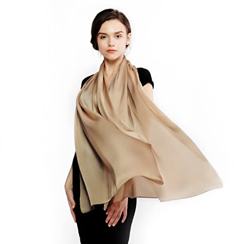 RIIQIICHY Women Shawls and Wraps for Evening Dresses Like Chiffon Silk Scarf Formal Silky Pashmina Shawls for Weddings - color: Camel