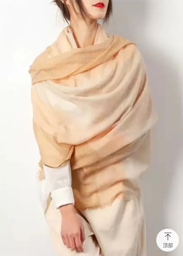 Luxury Cashmere Pashmina Style Shawl - Silk & Wool Blend Scarf, Lightweight Skin-Friendly Wrap - color: Gradient Beige