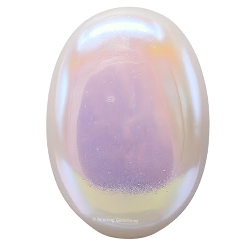 Amazing Gemstone Angel Aura Quartz Crystals and Healing Stones - Large Palm Stone Crystals Piedra - Crystal for Good Luck, Positive Energy, Meditation - Unique Stocking Stuffers, Gifts for Women, Men - color: Angel Aura Quartz
