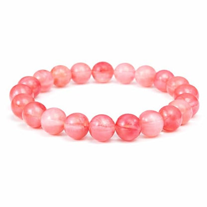 Elm City Direct 8mm Natural Stone Beaded Bracelet – Unisex Crystal Stretch Bracelets for Men & Women, Chakra & Healing Jewelry, Gift-Ready Beaded Bracelets - color: Watermelon Crystal