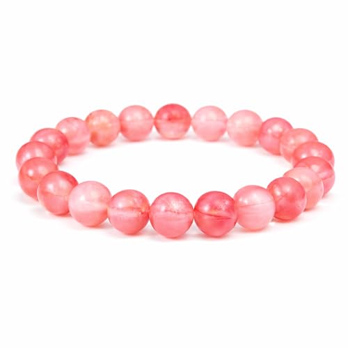 Elm City Direct 8mm Natural Stone Beaded Bracelet – Unisex Crystal Stretch Bracelets for Men & Women, Chakra & Healing Jewelry, Gift-Ready Beaded Bracelets - color: Watermelon Crystal