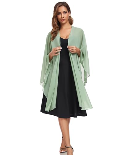 TONGFANTFL Shawls Wraps for Evening Wedding Party Chiffon Scarf Soft Bridal Wraps Wedding Guest Shawl Coverage - color: Dusty Sage
